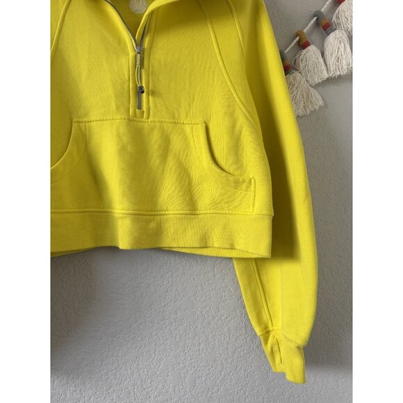 Lululemon Scruba Oversized Funnel Neck Half Zip Sweater Sonic Yellow Cotton XS/S - Picture 4 of 10